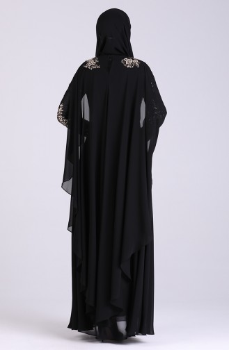 Payetli Abiye Elbise 4508-01 Siyah