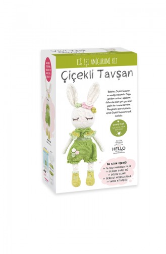 Tuva Tığ İşi Amigurumi Kit Çiçekli Tavşan SCF15