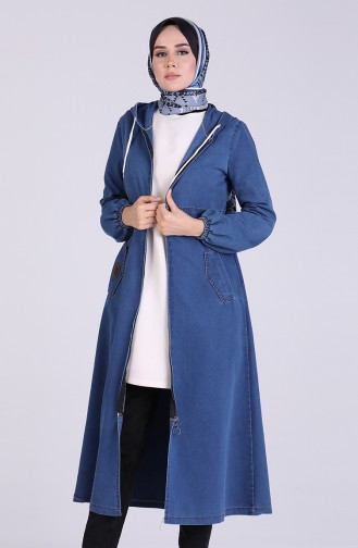 Fermuarlı Kot Ferace 4144-02 Lacivert