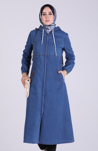 Fermuarlı Kot Ferace 4144-02 Lacivert