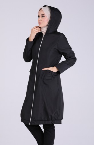 Fur Lined Coat 08203-02 Black 08203-02