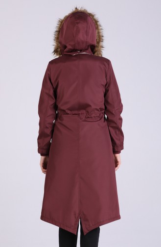 Shirred Waist Fur Coat 9050-02 Plum 9050-02