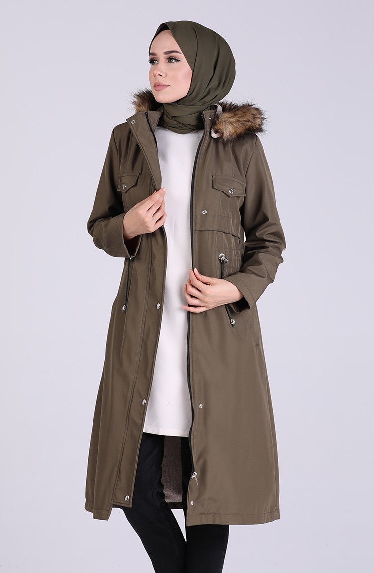 Kapüşonlu Mont 9051-04 Haki