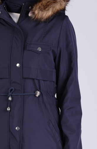 Hooded Coat 9051-06 Navy Blue 9051-06