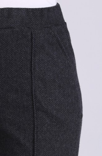 Herringbone Pattern Wide-Leg Trousers 0054-01 Smoked 0054-01