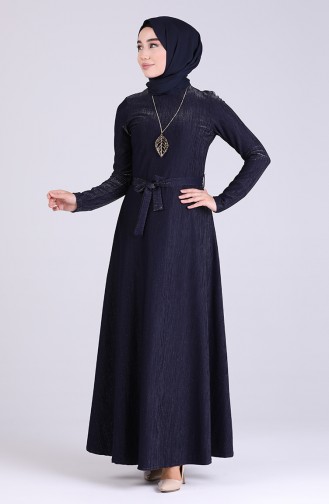 Navy Blue Hijab Dress 5172-01