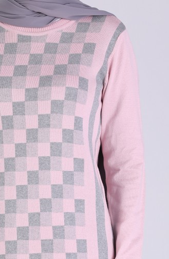 Triko Desenli Tunik 1102-04 Pudra