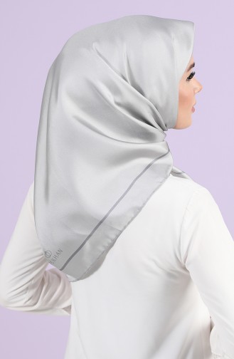 Düz Renk Twill İpek Eşarp 10101-01 Gümüş Gri