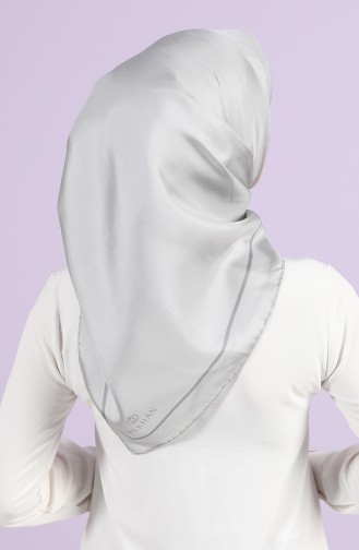 Düz Renk Twill İpek Eşarp 10101-01 Gümüş Gri