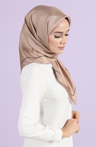 Düz Renk Twill İpek Eşarp 10101-02 Koyu Bej