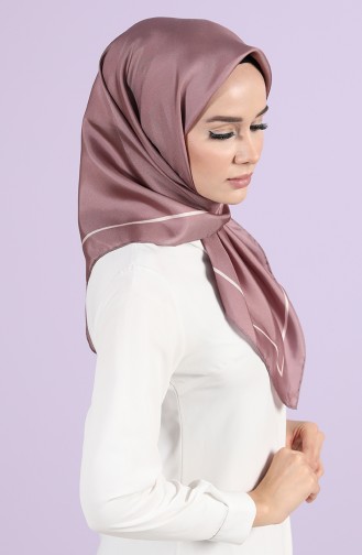 Düz Renk Twill İpek Eşarp 10101-06 Gül Kurusu