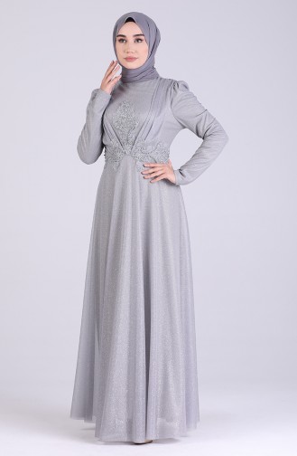 Grau Hijab-Abendkleider 4224-02