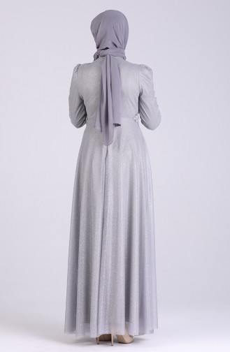 Grau Hijab-Abendkleider 4224-02