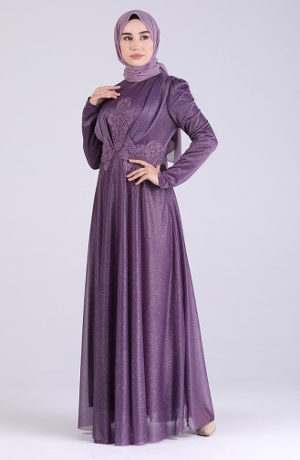 Pearl Silvery Evening Dress 4224-03 Purple 4224-03
