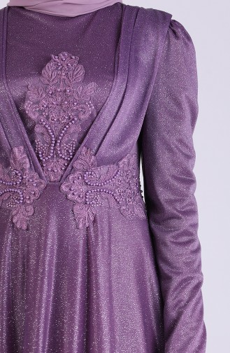Pearl Silvery Evening Dress 4224-03 Purple 4224-03