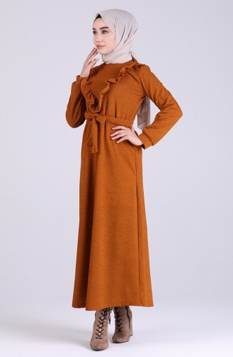 Ruffled Belted Dress 1002-04 Tobacco 1002-04