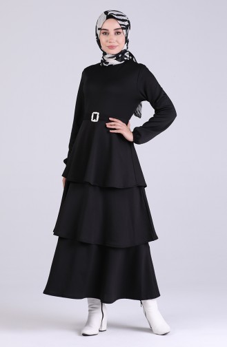Schwarz Hijab Kleider 1004-01