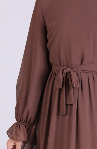 Elastic Sleeve Chiffon Dress 5134-09 Mink 5134-09