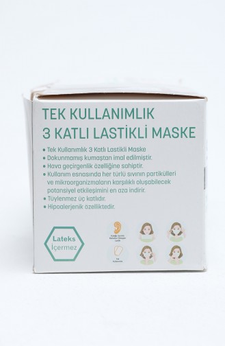 Tek Kullanımlık 3 Katlı Full Ultrasonik 50 Adet Yüz Maskesi 1000-01