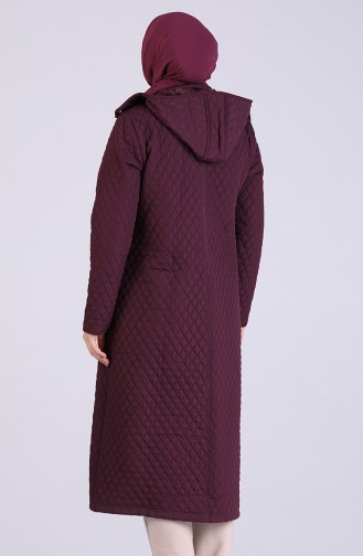 Plus Size Hooded quilted Coat 1041-02 Plum 1041-02