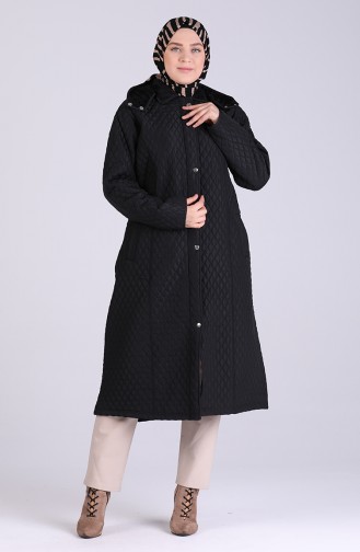 Plus Size Hooded quilted Coat 1041-03 Black 1041-03