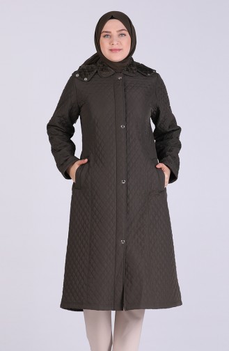 Plus Size Hooded quilted Coat 1041-04 Khaki 1041-04