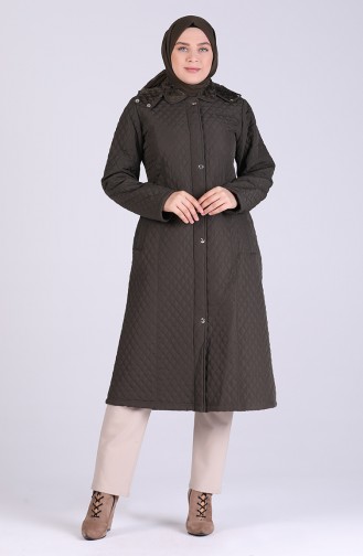 Plus Size Hooded quilted Coat 1041-04 Khaki 1041-04