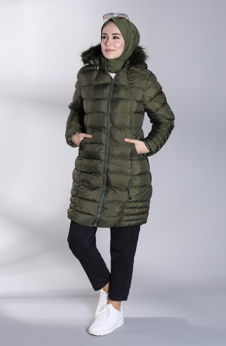 Hooded Quilted Coat 13051-02 Khaki 13051-02