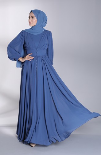 Indigo Hijab Evening Dress 4830-01