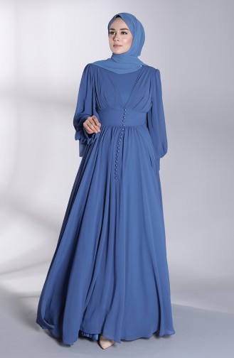 Indigo Hijab Evening Dress 4830-01