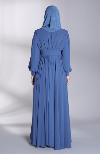 Indigo Hijab Evening Dress 4830-01