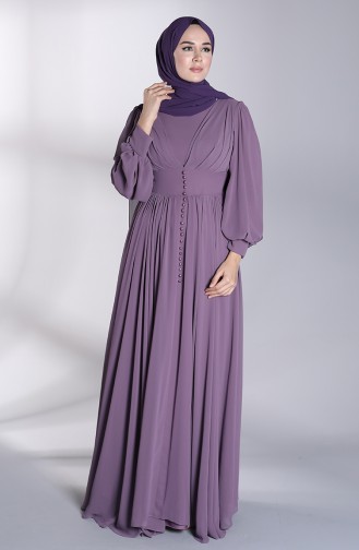 Dark Violet Hijab Evening Dress 4830-03