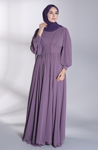 Buttoned Evening Dress 4830-03 Dark Lilac 4830-03