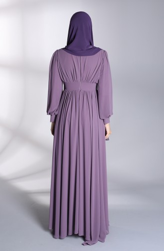 Dark Violet Hijab Evening Dress 4830-03