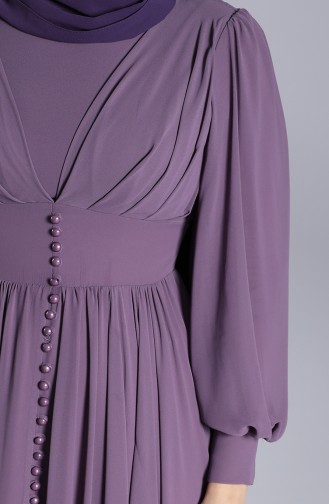 Dark Violet Hijab Evening Dress 4830-03