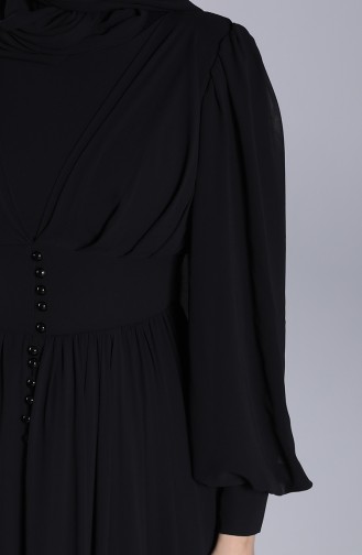 Buttoned Front Evening Dress 4830-04 Black 4830-04