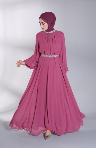 Belted Chiffon Evening Dress 5339-04 Dried Rose 5339-04