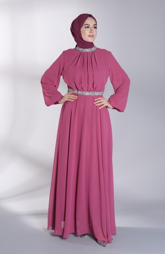 Belted Chiffon Evening Dress 5339-04 Dried Rose 5339-04