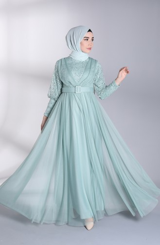 Unreife Mandelgrün Hijab-Abendkleider 5363-05
