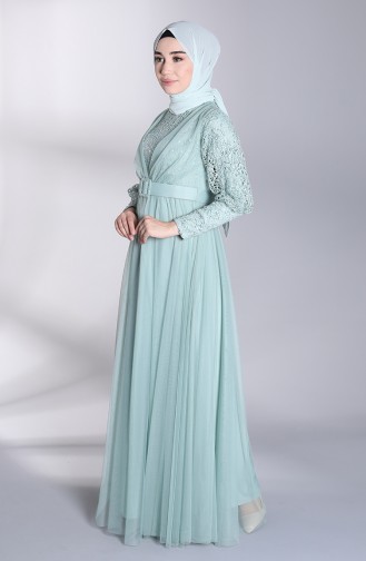 Unreife Mandelgrün Hijab-Abendkleider 5363-05