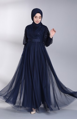 Dunkelblau Hijab-Abendkleider 5363-07