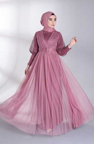 Beige-Rose Hijab-Abendkleider 5363-09