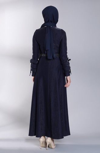 Dunkelblau Hijab Kleider 4081-06