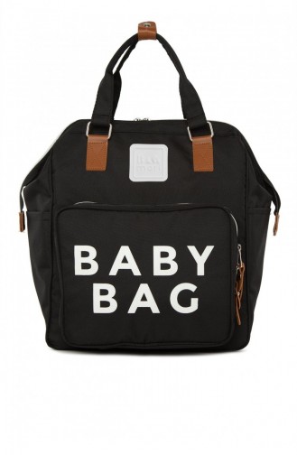 Bagmori Baby Bag Baskılı Cepli Anne Bebek Bakım Sırt Çantası M000005163 Siyah