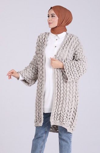 Triko Kabartma Desen Hırka 1419-05 Bej