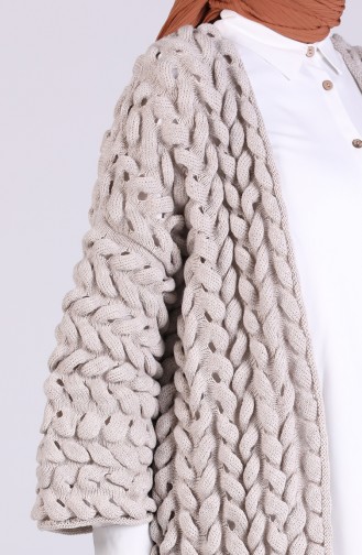Triko Kabartma Desen Hırka 1419-05 Bej