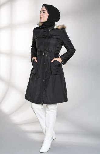 Hooded Belt Coat 0127-05 Black 0127-05