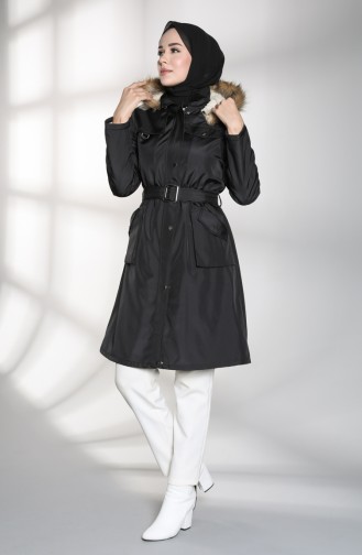 Hooded Belt Coat 0127-05 Black 0127-05
