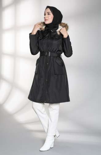 Hooded Belt Coat 0127-05 Black 0127-05