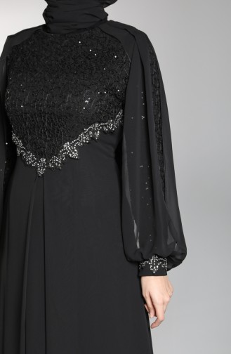Sequin Detailed Evening Dress 52764-03 Black 52764-03